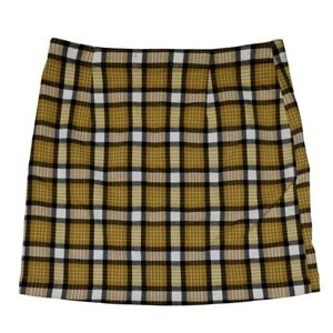 Urban Outfitters Plaid Mini Skirt Yellow Black White Checkered S Academia school